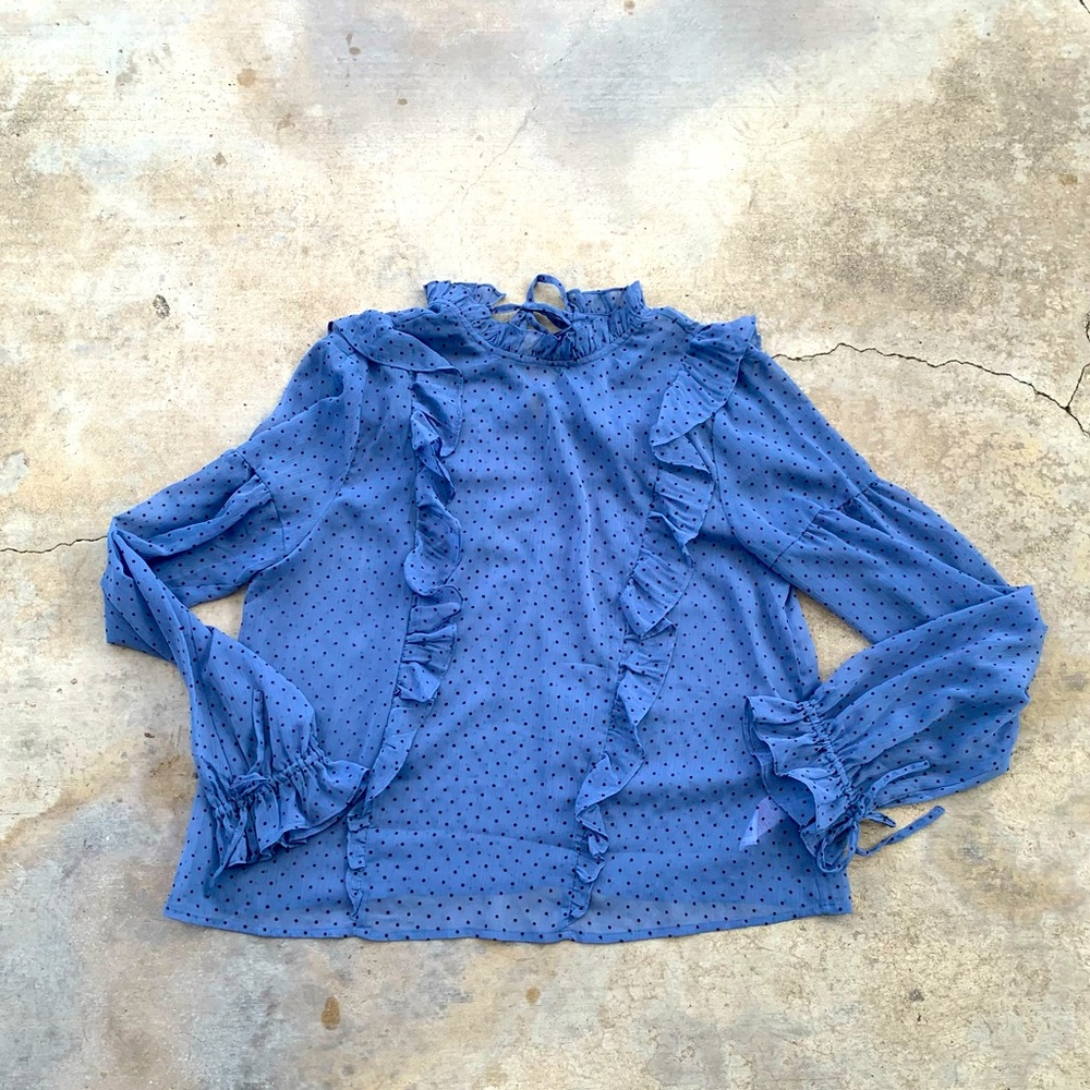 Topshop Woman’s Pastel Blue Long Sleeve Blouse